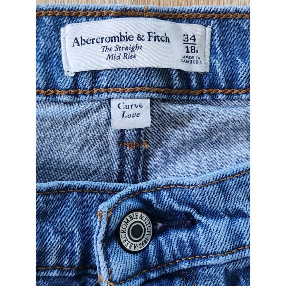 Abercrombie & Fitch Jeans Women's Sz 18R Blue The Straight Mid-Rise Curve Love - Picture 5 of 7